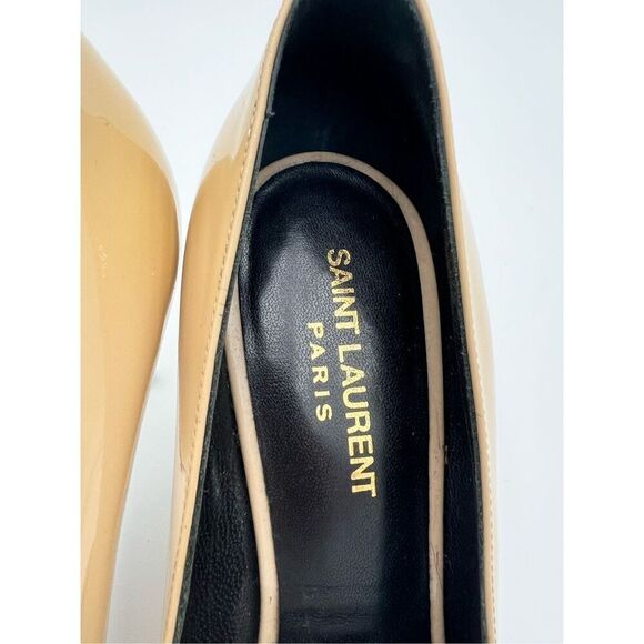 Yves Saint Laurent Paris Patent Leather Tan Pumps Stiletto High Heels 37 / 7 YSL - Picture 5 of 14